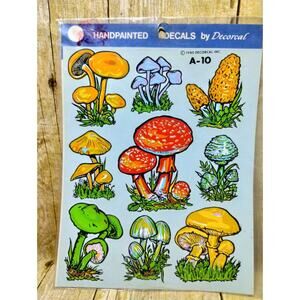 Vtg Decorcal Hand Painted Decals Psychedelic Mushrooms A-10